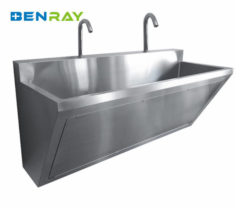 Guangzhou Factory Customize Wall Mounted Induction Manual Hand Wash Sink Basin Hospital Surgical Scrub Sink For Sale