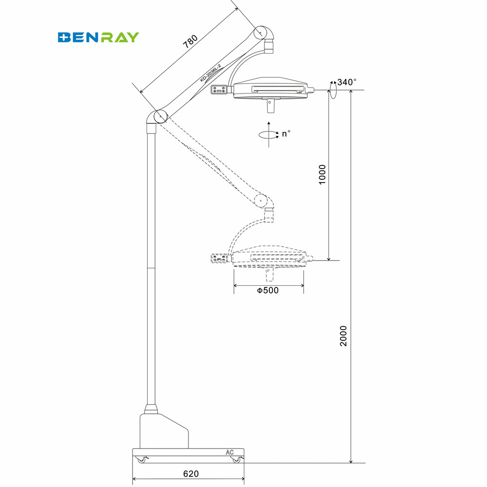 BR-OLS02 Hospital Medical Doctor Used Clinic Examination Light With Wheels Trolley Exam Mobile LED Operating Lamp