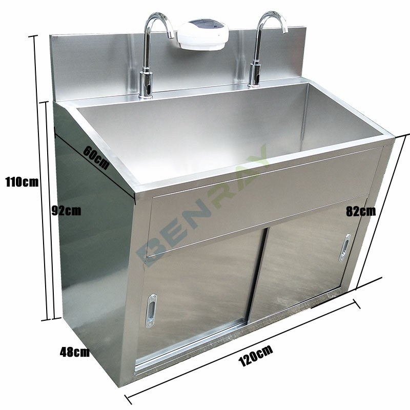 Guangzhou Induction Foot Pedal Hand Wash Sink Stainless Steel Hospital Surgical Scrub Sink Medical Basin Sink Price