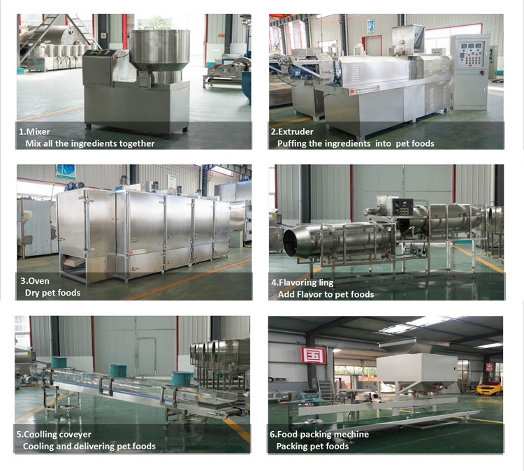 Full Production Line Animal Food Pet Food Extruder Dog Cat Feed Bulking Equipment Processing Line