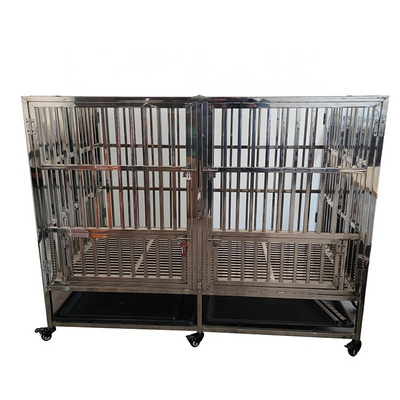 XXL Extra Large Heavy Duty Stainless Steel Dog Cage Folding Dog Kennel Collapsible Dog Crates