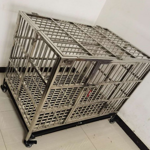 Heavy Duty  Stainless Steel Indoor Outdoor Dog Cage Folding Dog Crate included Wheels and Removable Trays