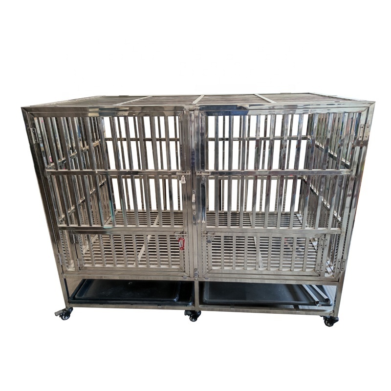 XXL Extra Large Heavy Duty Stainless Steel Dog Cage Folding Dog Kennel Collapsible Dog Crates