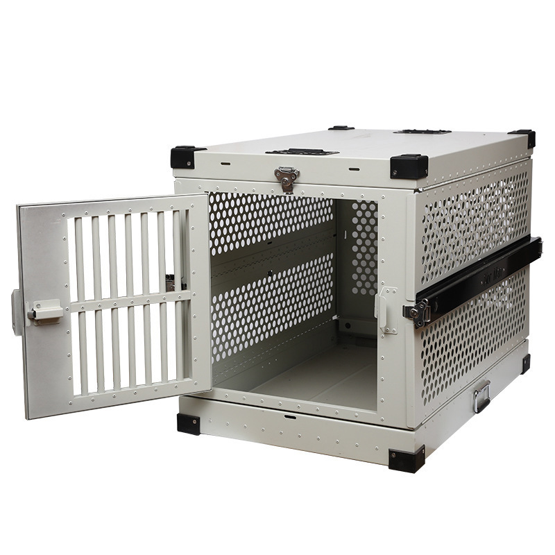 Heavy duty collapsible aluminum kennel for dog transportation folding dog cages aviation crates 38