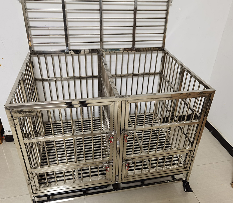 XXL Extra Large Heavy Duty Stainless Steel Dog Cage Folding Dog Kennel Collapsible Dog Crates