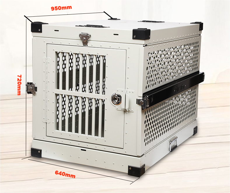 Heavy duty collapsible aluminum kennel for dog transportation folding dog cages aviation crates 38