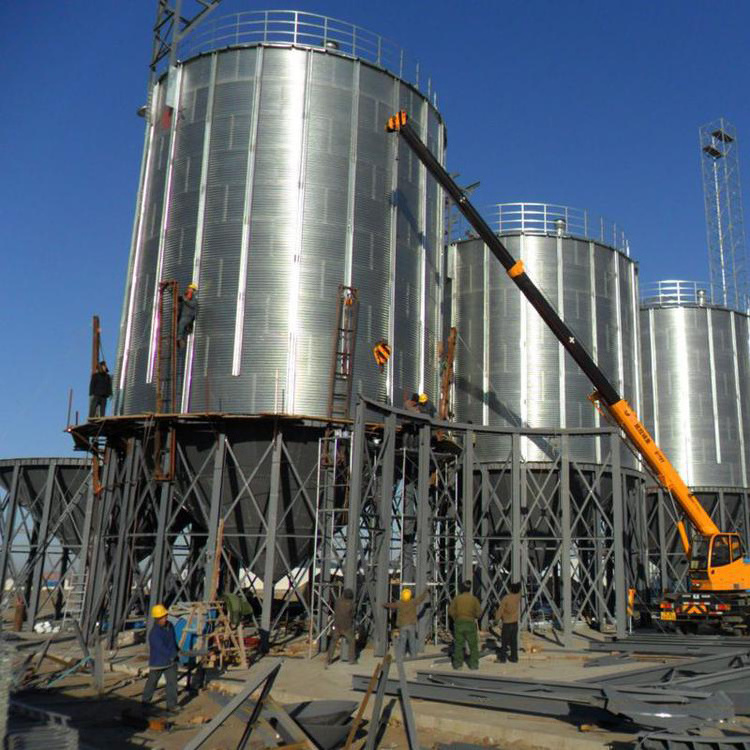 Grain storage silo for chicken farms 200 tons of cone-bottomed vertical silos Soybean steel silos for grain and oil plants