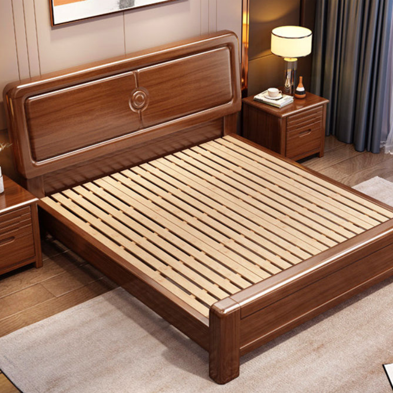 Classic luxury india latest furniture catalogue queen size double children solid wood box foundation bed designs wooden beds