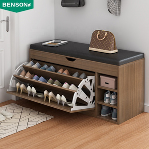 Modern luxury wooden home shoe cabinet wood rack slim tall  shoe storage cabinet organizer with hangers for home living room