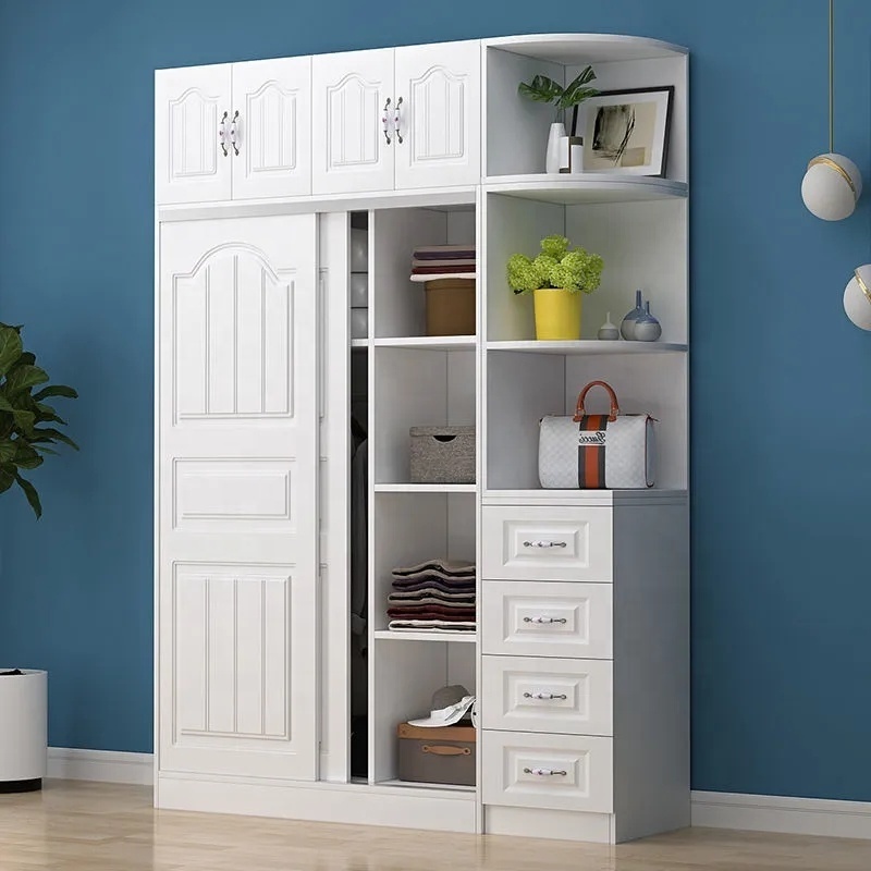 Industrial 2 door small cheap white scandinavian minimalist wardrobes sliding cabinets closet modern designs for small bedroom