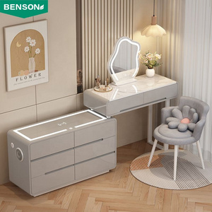 Modern light luxury bedroom furniture wholesale price wooden dressers makeup vanities dressing table with mirror and cabinet