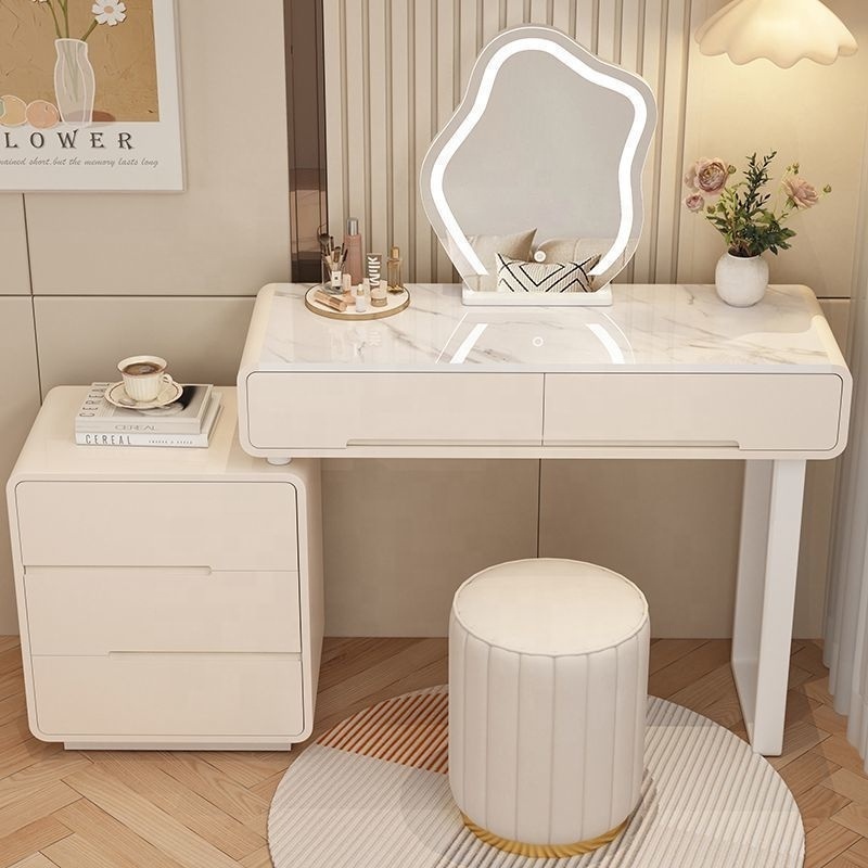 Modern light luxury bedroom furniture wholesale price wooden dressers makeup vanities dressing table with mirror and cabinet