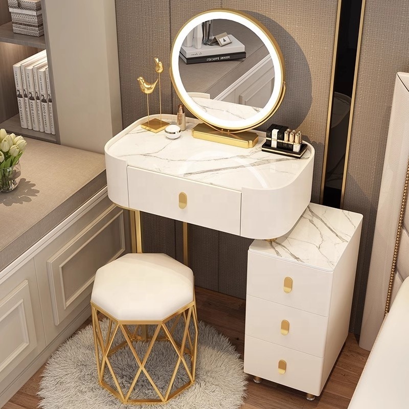 Modern hotel makeup storage box closet drawers vanities cheap modular dressers for sale dressing table with led mirror