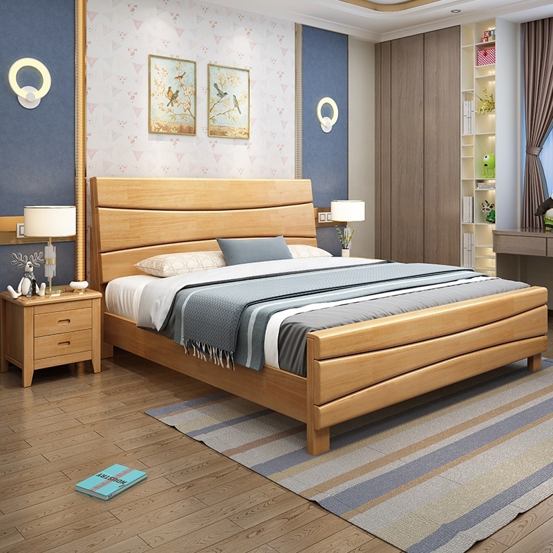 Chinese classic good quality panel bedroom set storage frame luxury furniture solid wood cheap wooden box bed design beds