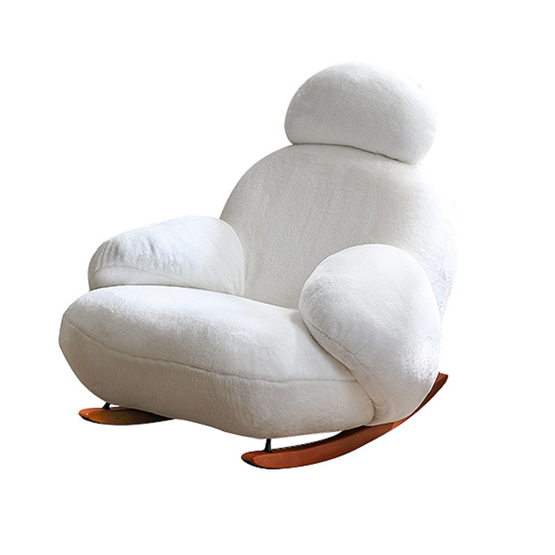 Living room furniture hot sale fashion luxury wholesale price leisure lounge white velvet modern rocking chair for adults