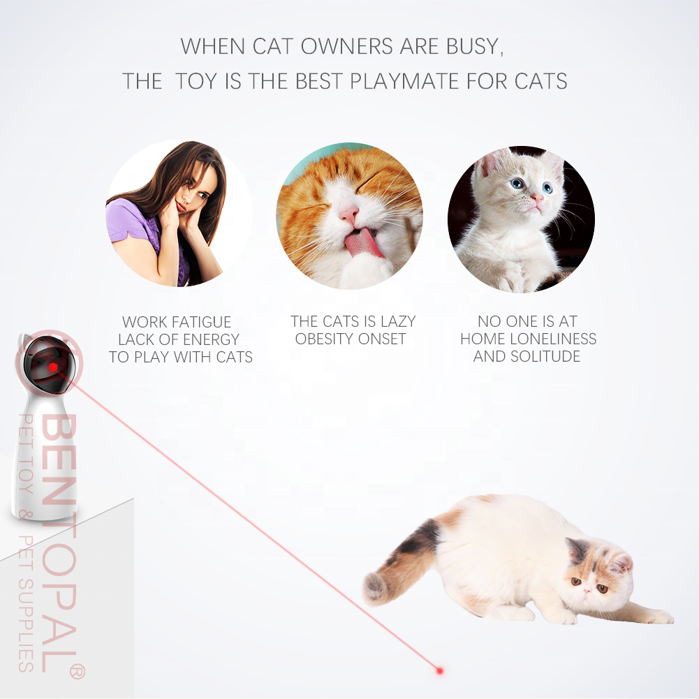 LED Laser Funny Toy Auto Rotating Cat Exercise Training Entertaining Toy Multi-Angle Adjustable USB Charge Cat Interactive Toy