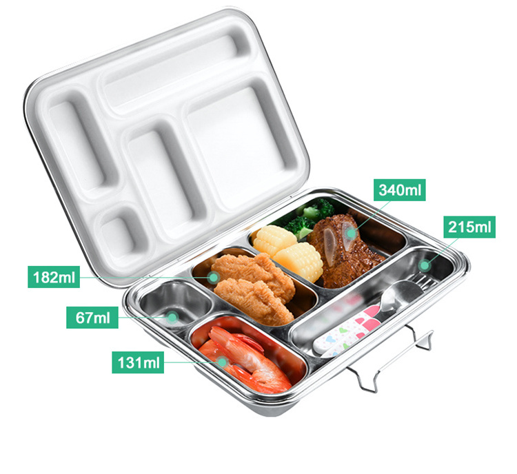 2022 Aohea New lanch box 2 5 Compart Stainless Steel Thermal School Kids Children Tiffin Bento Lunch Box With Lunch Box Bag