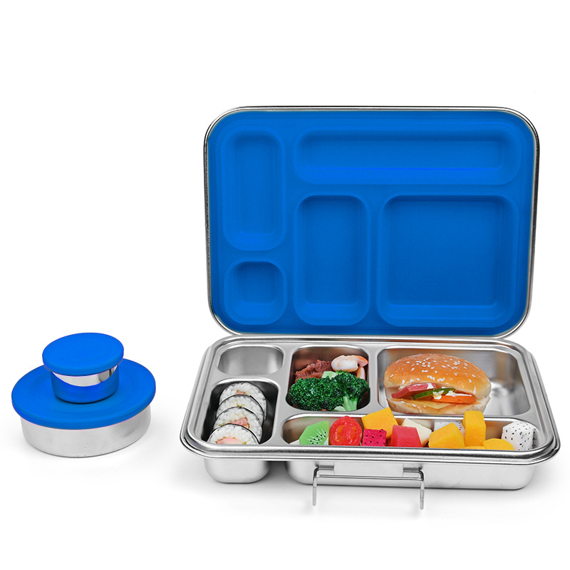 2023 Aohea Food Grade 304 Stainless Steel Kids Lunch Box Silicone Ring Stainless Steel Bento Box