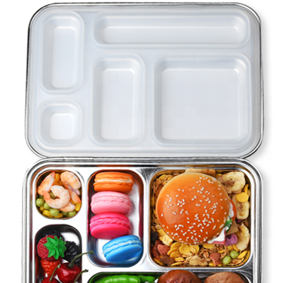 2024 Aohea Meal Prep 5 Compartment Stainless Steel Metal Tiffin Lunch Containers Bpa Free Containers Food Storage Bento Box