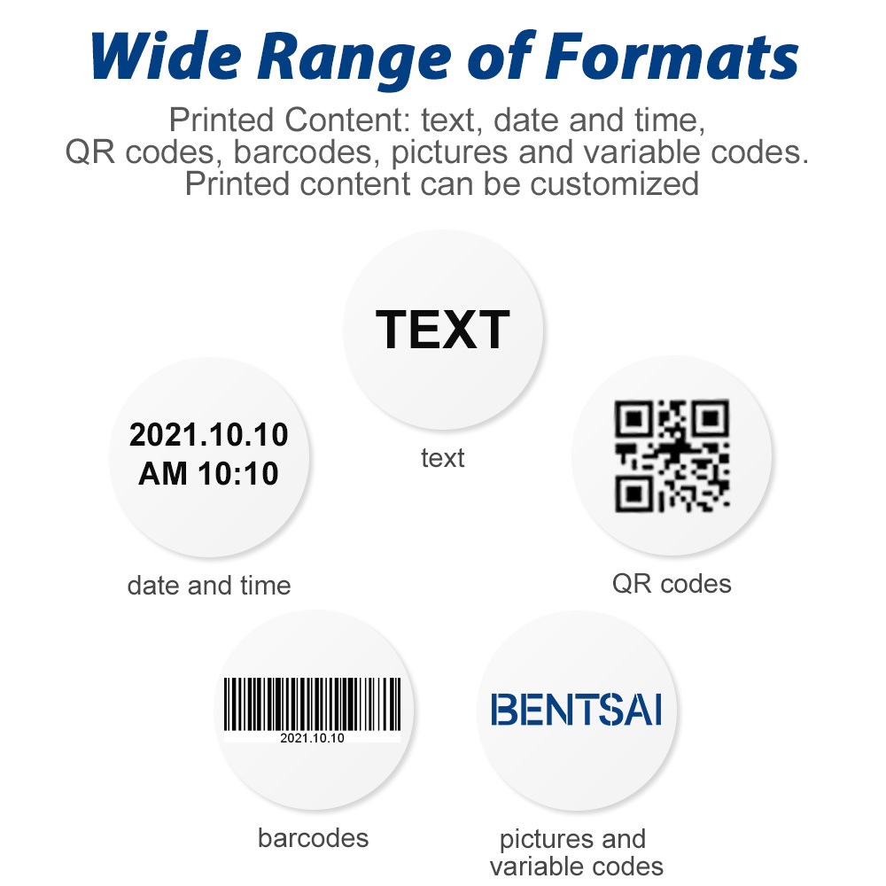 Bentsai 6105B Handheld Inkjet Coder QR, date, logo color printing on plastic, metal, carton, wood etc. materials.