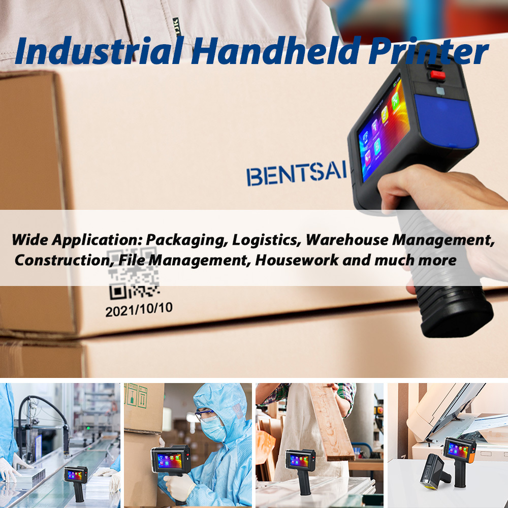 Bentsai 6105B Handheld Inkjet Coder QR, date, logo color printing on plastic, metal, carton, wood etc. materials.