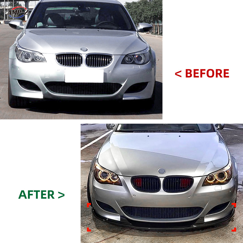 AMP-Z E60 Gloss Black Plastic Material Front Lip Splitter For BMW 5 Series E60 E61 M5 2005-2010