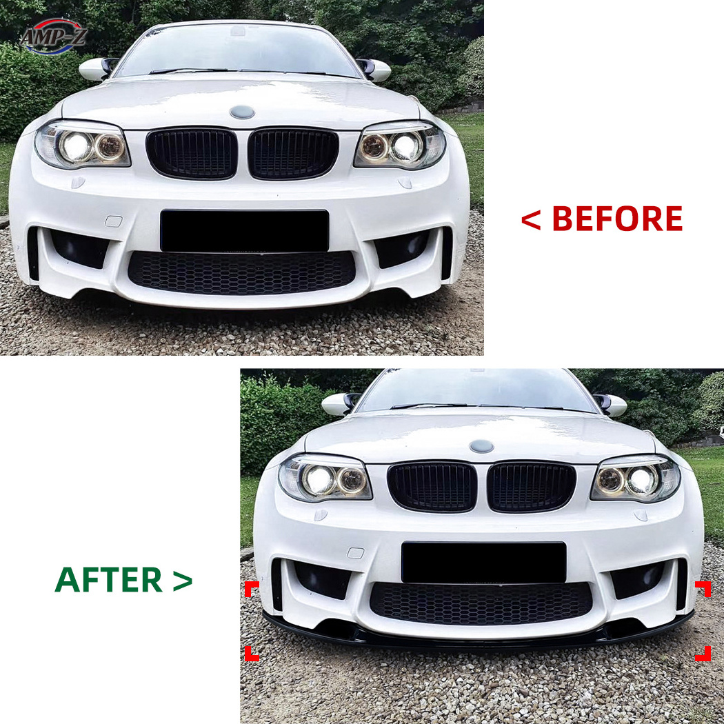 AMP-Z E82 1M Car Accessories Carbon Fiber Looking Plastic Material Front Lip Splitter For BMW 1 Series E82 1M 2011-2012