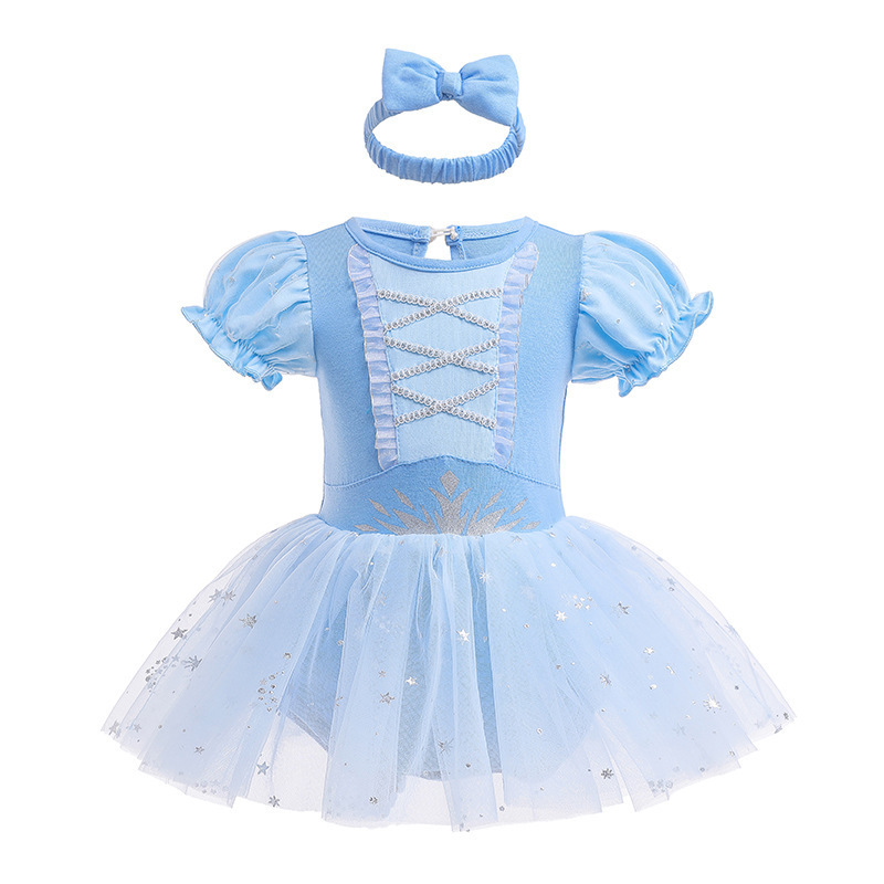 Baby girl short sleeve Halloween Christmas Princess Role Cosplay tutu Rompers with Headband for Babies