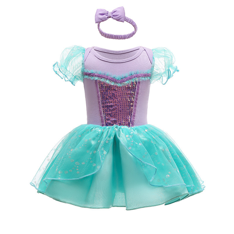 Baby girl short sleeve Halloween Christmas Princess Role Cosplay tutu Rompers with Headband for Babies