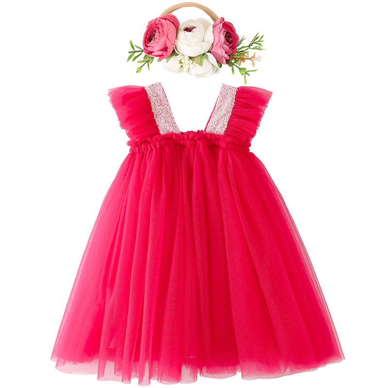 Wholesale Layered Tulle Tutu Summer Dress For Toddler Girls Baby Girl Rainbow Tutu Princess dress With Flower Headband