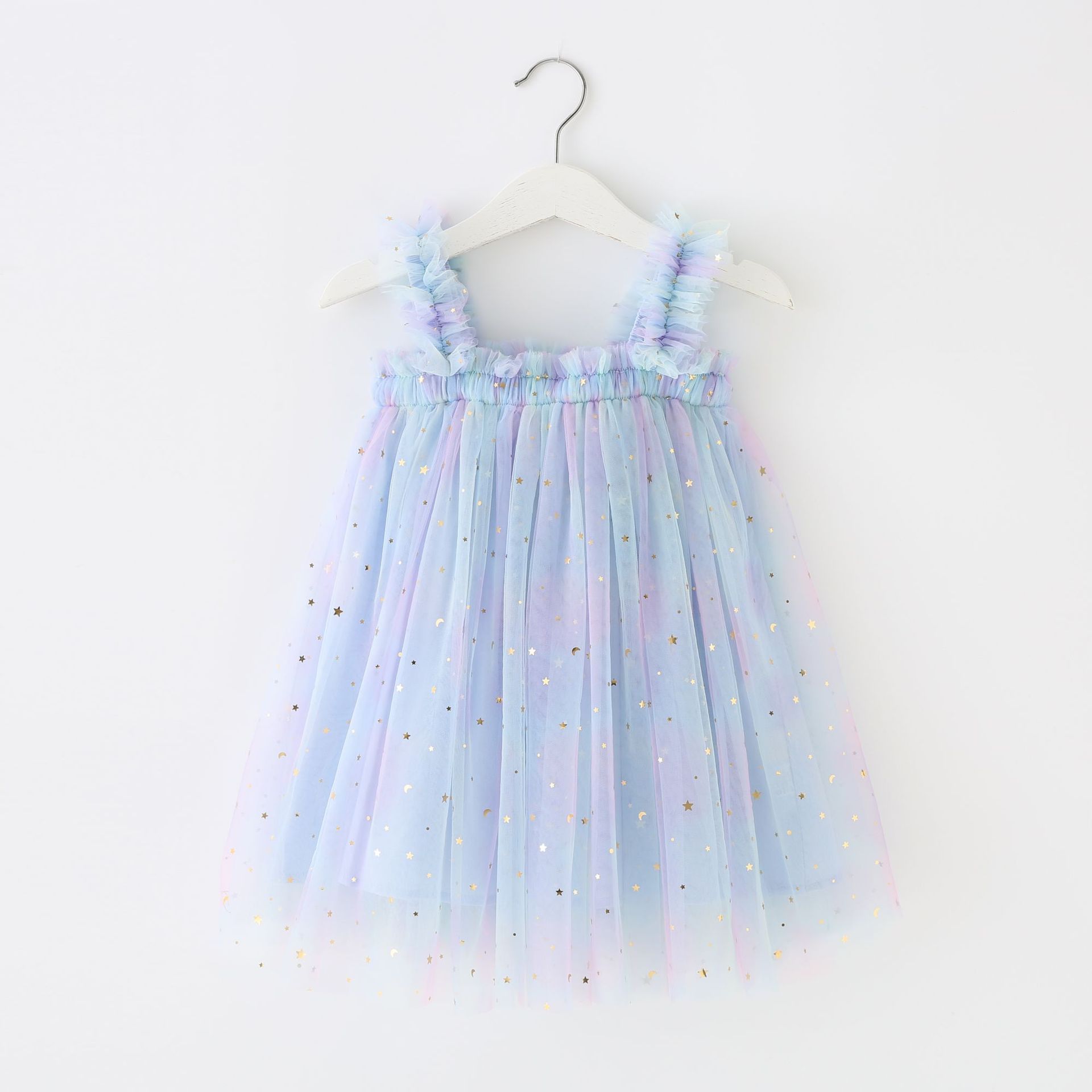 Wholesale summer baby toddler clothing sequined rainbow sling strap frock tulle baby girl summer dress tutu dresses