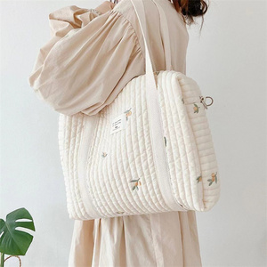 Korean Style Embroidery Baby Stroller  Bag Cotton Diaper Bag Organizer For Mon Portable Diaper Bag