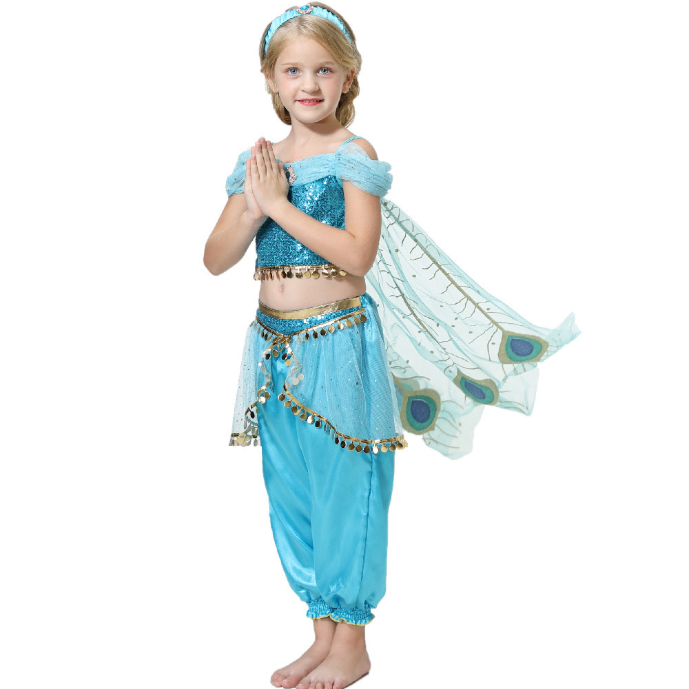 Kids Holiday Party Clothing Aladdin jasmine costume suit Halloween cosplay TV movie costumes