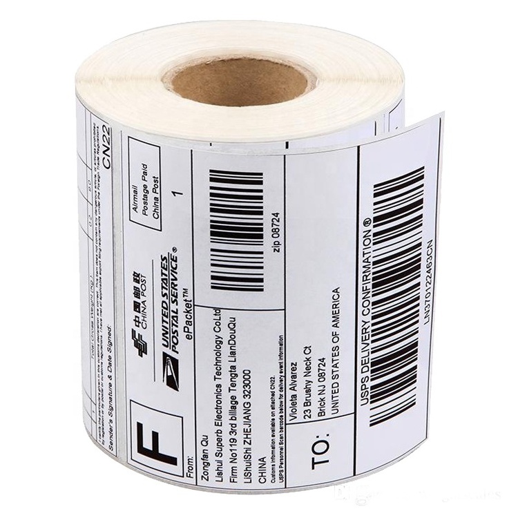 500 sheets roll 4x4 100x100 blank white tape free direct thermal paper self adhesive express waybill shipping labels