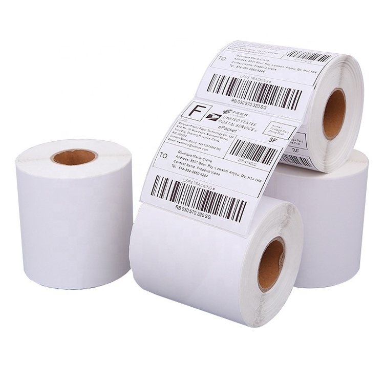 500 sheets roll 4x4 100x100 blank white tape free direct thermal paper self adhesive express waybill shipping labels