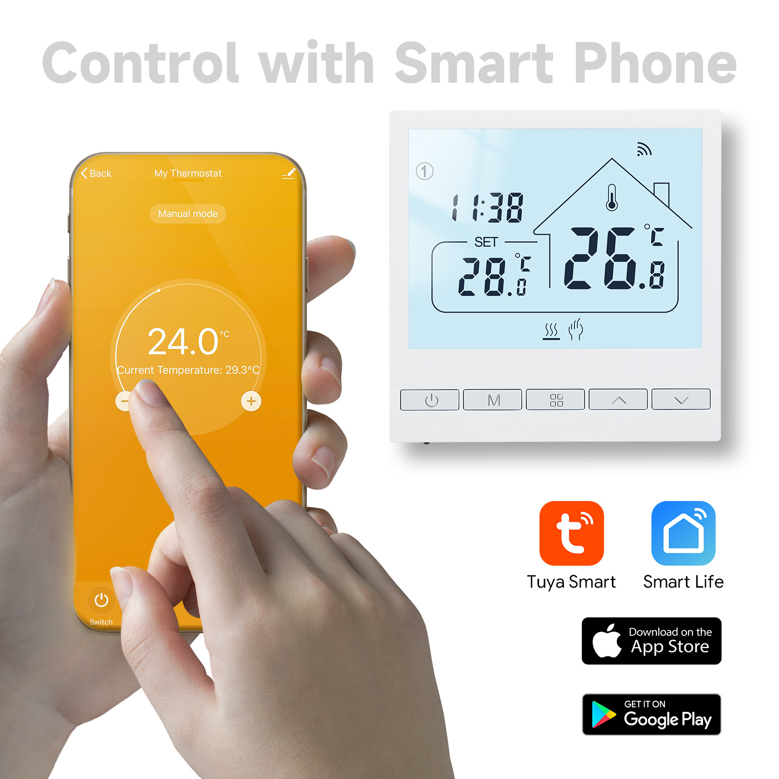 Beok 3A Tuya WiFi Smart Voice Control Water Underfloor Heating Thermostat HVAC Temperature Control Switch