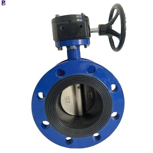 valve manufacturer PN10 PN16 ductile cast iron gear box operated double flange butterfly valve