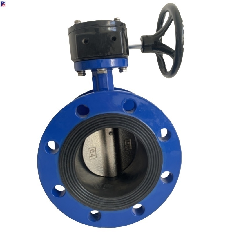 valve manufacturer PN10 PN16 ductile cast iron gear box operated double flange butterfly valve