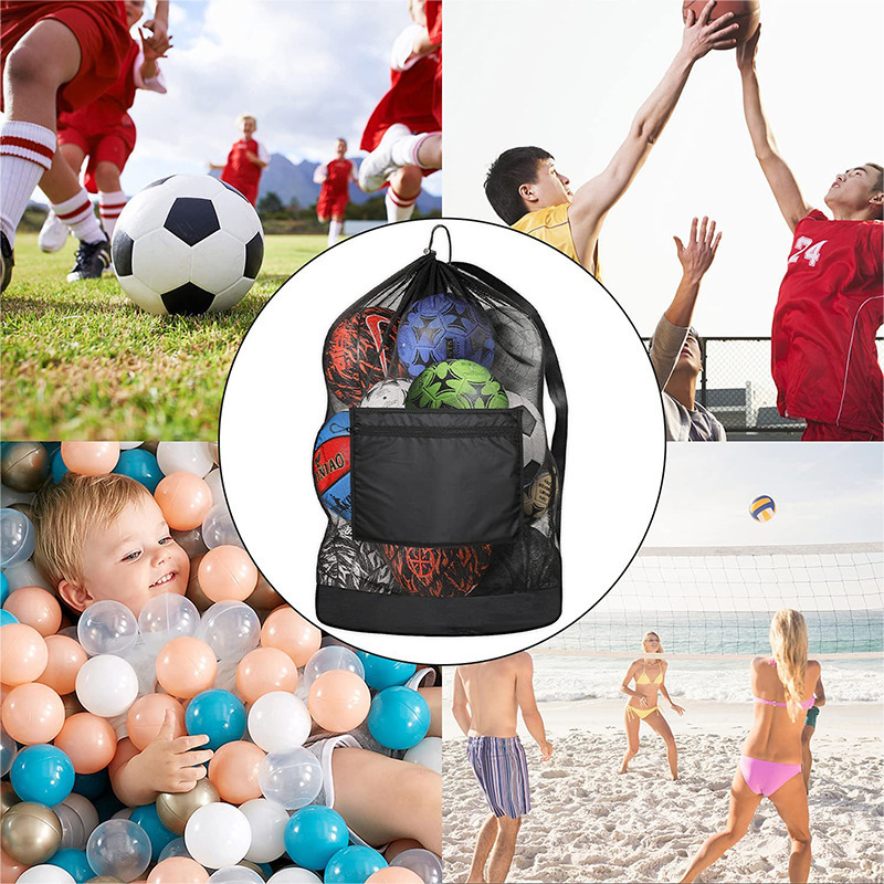 Heavy Duty Mesh Ball Bag Drawstring Sport Equipment Storage Bag for Basketball Soccer Sports Beach