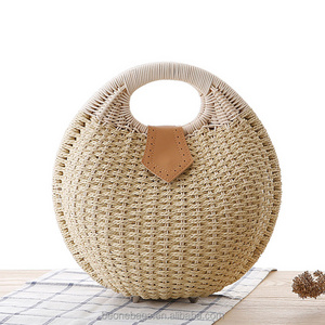 Wholesale women summer natural raffia straw bag straw beach tote bag