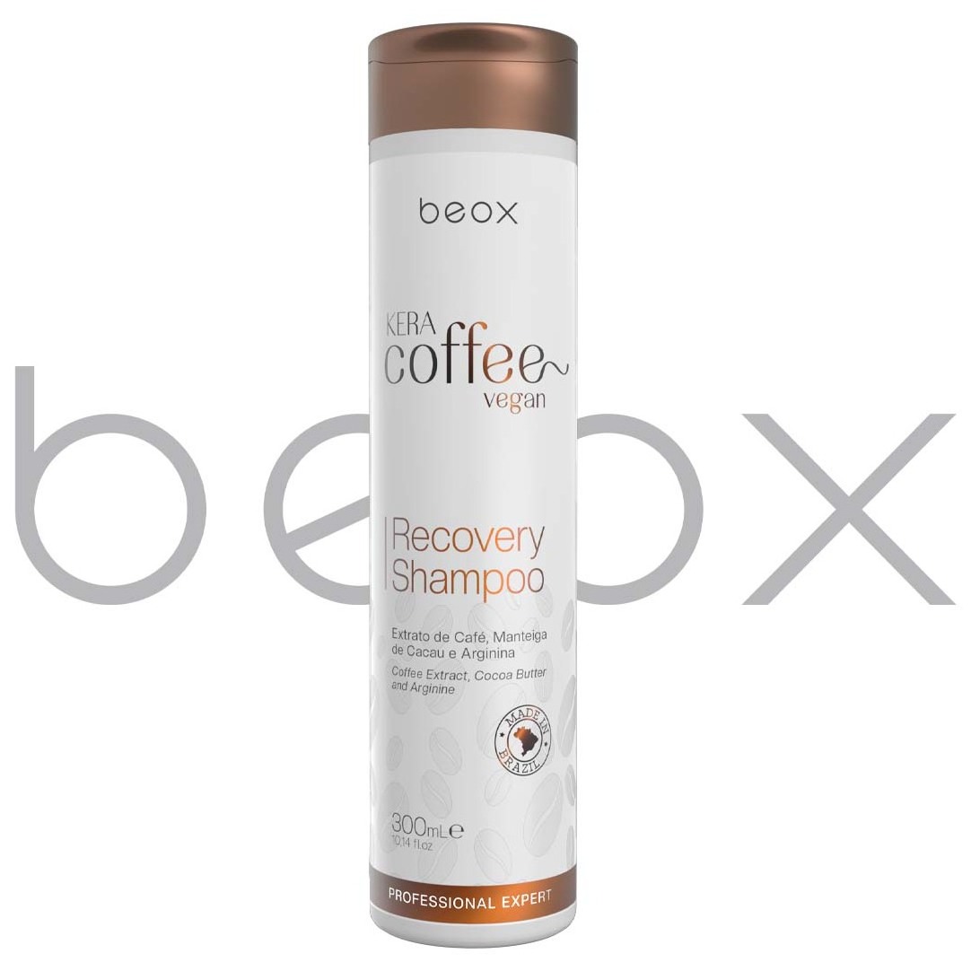 Recovery Shampoo KeraCoffee 300mL - Vegan Coffee extract Cocoa butter Arginine - hydrated shiny and frizz-free with special oils