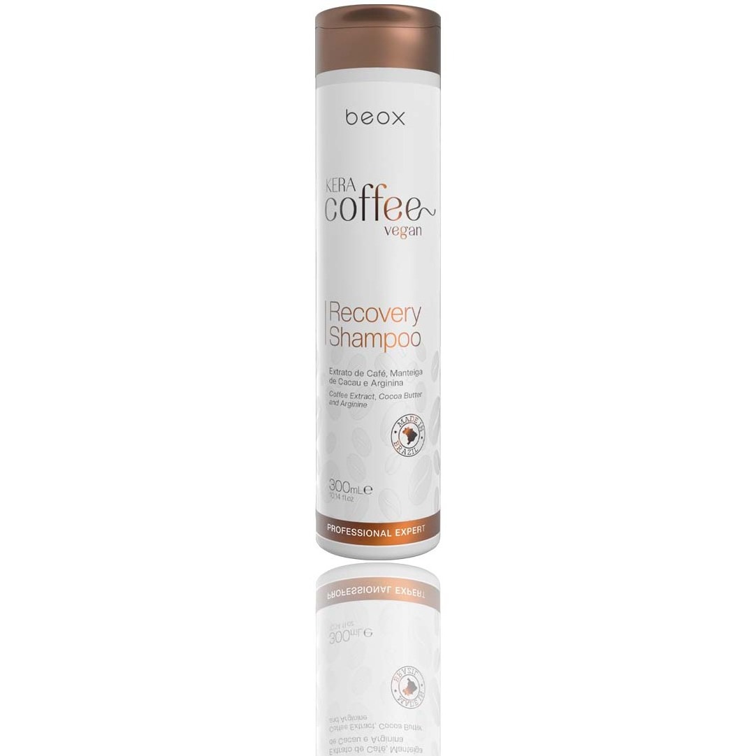 Recovery Shampoo KeraCoffee 300mL - Vegan Coffee extract Cocoa butter Arginine - hydrated shiny and frizz-free with special oils