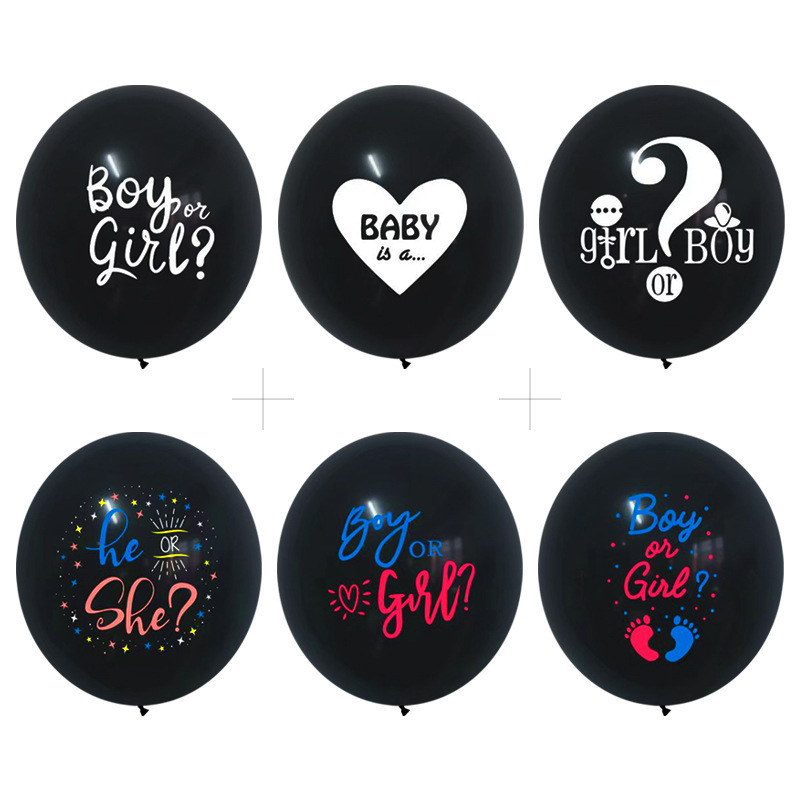 36inch Boy or Girl Balloon Black Latex Ballon with Confetti Gender Reveal Globos Baby Shower Party Decoration