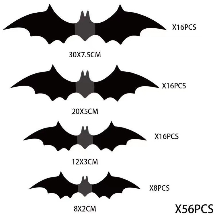 Halloween Bats Wall Decals Bat Wall Stickers Halloween 3D Bats for Wall Decoration 4 Size