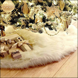 Hot selling Christmas tree skirt pure white long-haired merry Christmas decorations