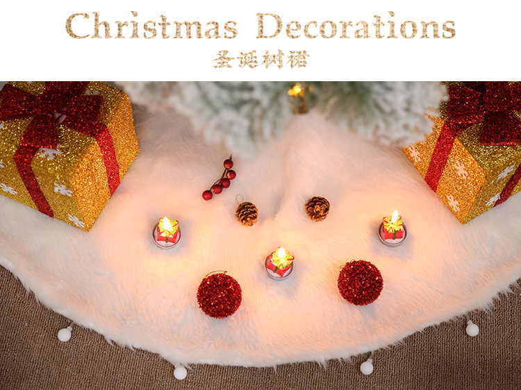 Hot selling Christmas tree skirt pure white long-haired merry Christmas decorations