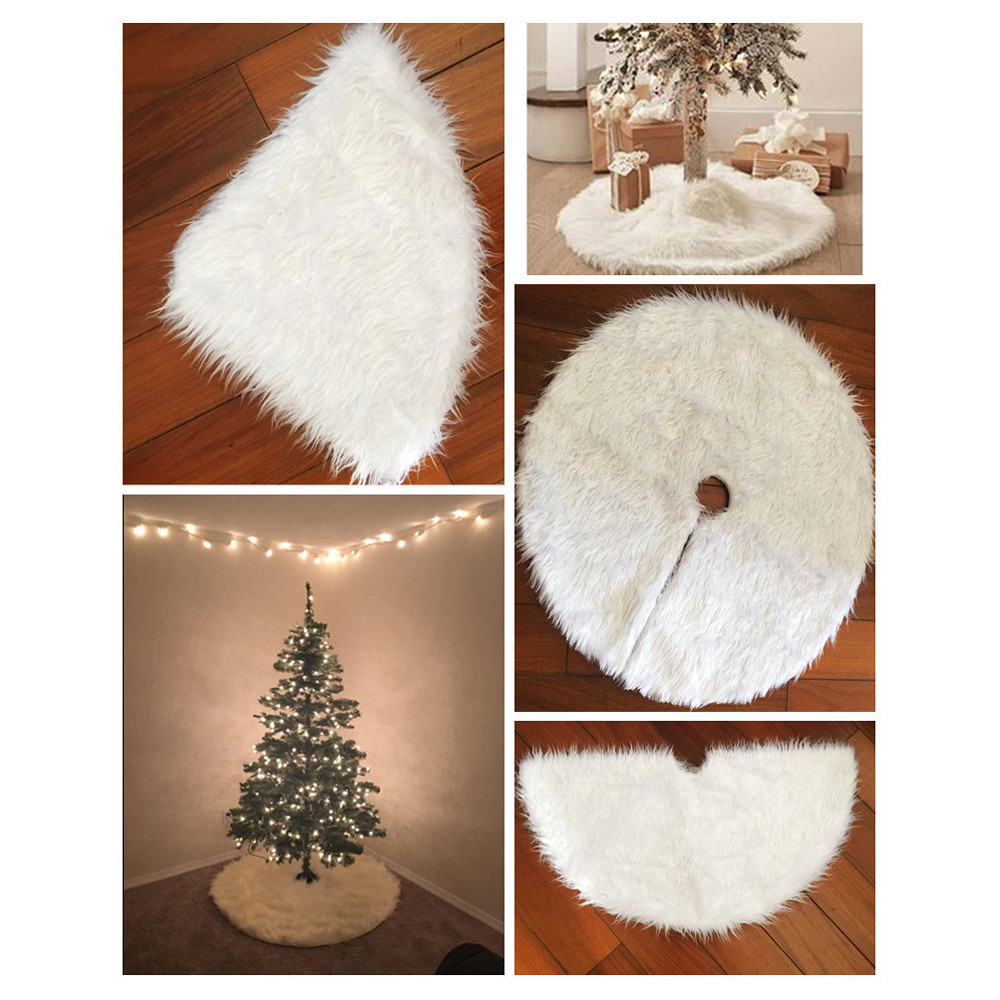 Hot selling Christmas tree skirt pure white long-haired merry Christmas decorations