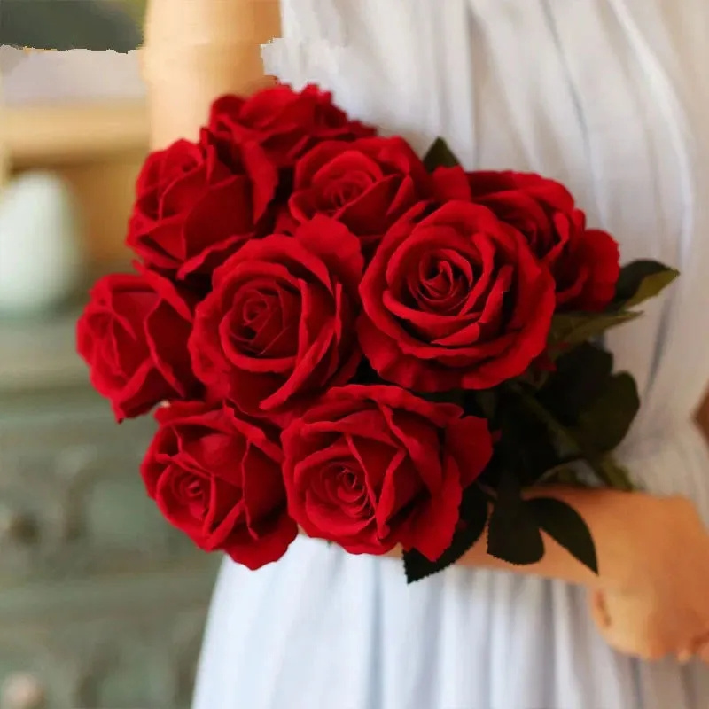 Artificial Flower Branch Artificial Red Roses Real Touch Rose for Wedding Roses Artificial Flowers Home Decor