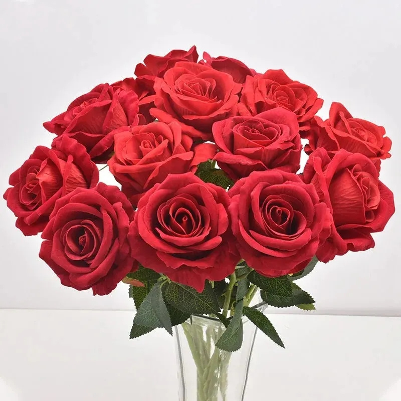 Artificial Flower Branch Artificial Red Roses Real Touch Rose for Wedding Roses Artificial Flowers Home Decor