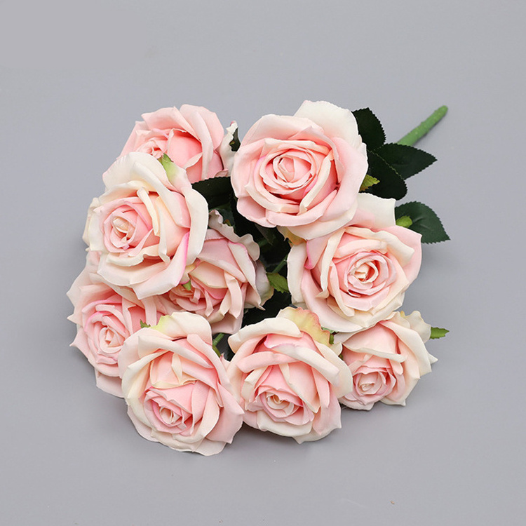 10 Heads Roses Artificial Flower Silk Flowers Home Decoration Yellow Simulation Rose Bouquet Wedding Flowers